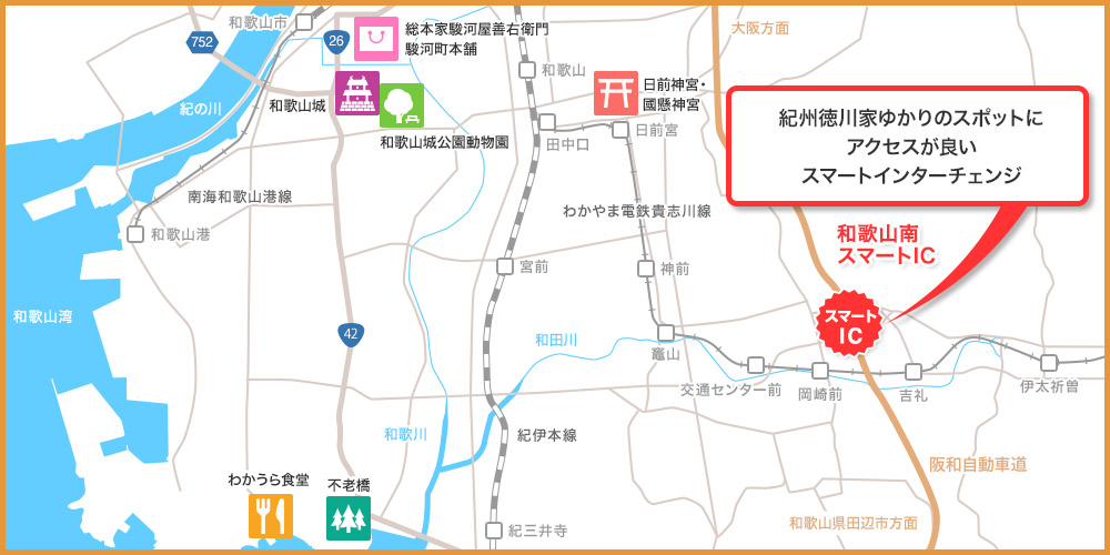 スマートIC周辺の案内図